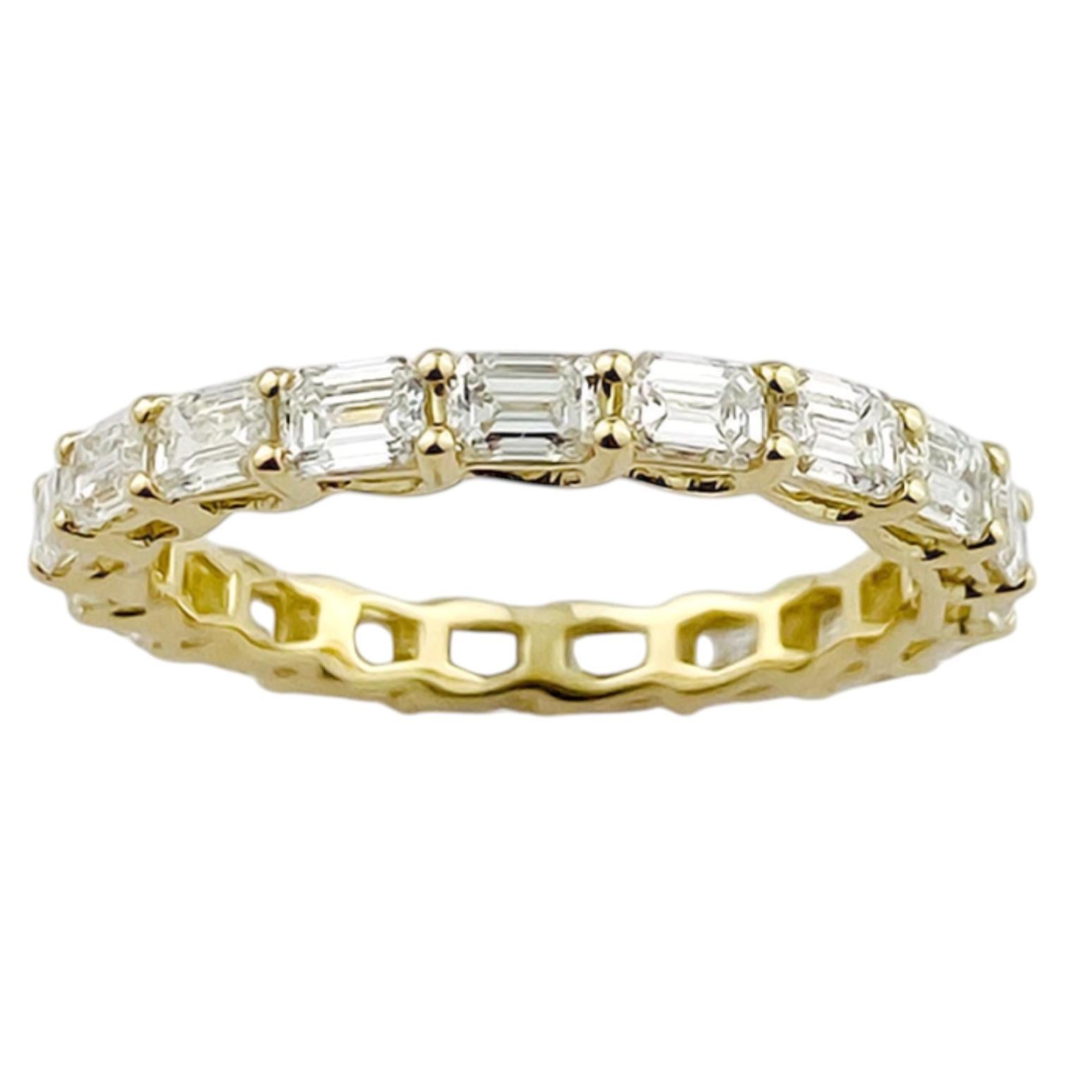 Bague éternité en or jaune 14 carats, sertie d'un diamant taille émeraude de 2,22 carats
