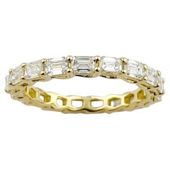 14KT Yellow Gold 2.22Cts Emerald Cut Diamond Eternity Ring