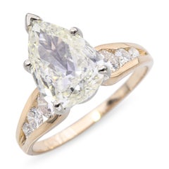14k Yellow Gold 2.22tcw Pear and Round Shape Diamond Engagement Ring