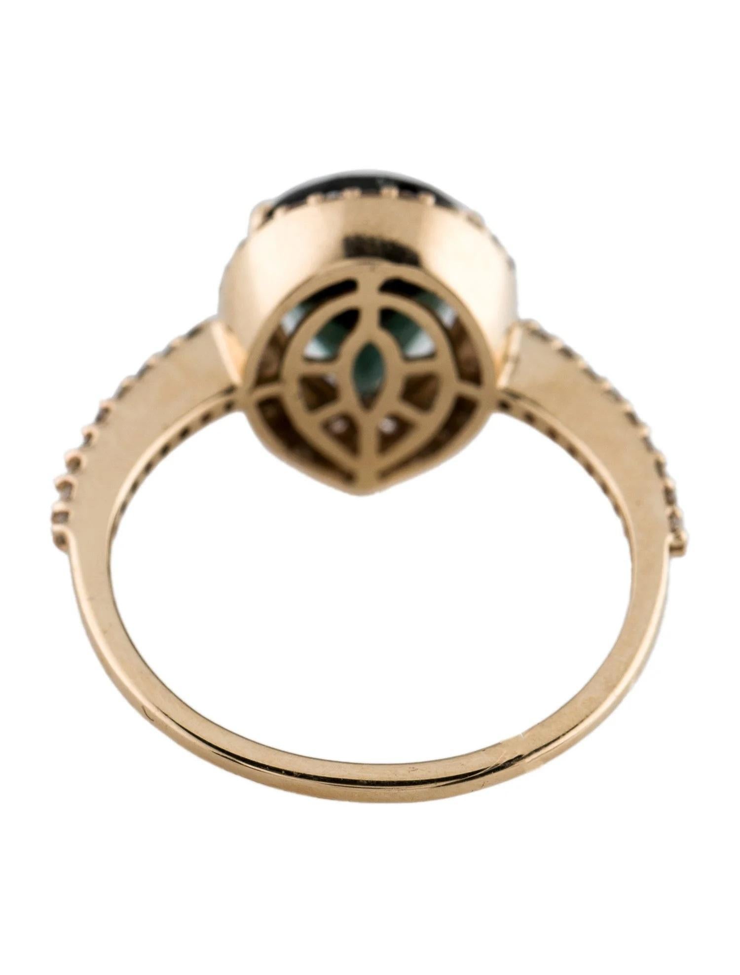 Pear Cut 14K Yellow Gold 2.23ct Pear Brilliant Green Tourmaline & Diamond Cocktail Ring For Sale