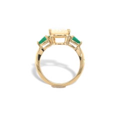 14K yellow gold 2.24 carat Australian Opal and Emerald Ring