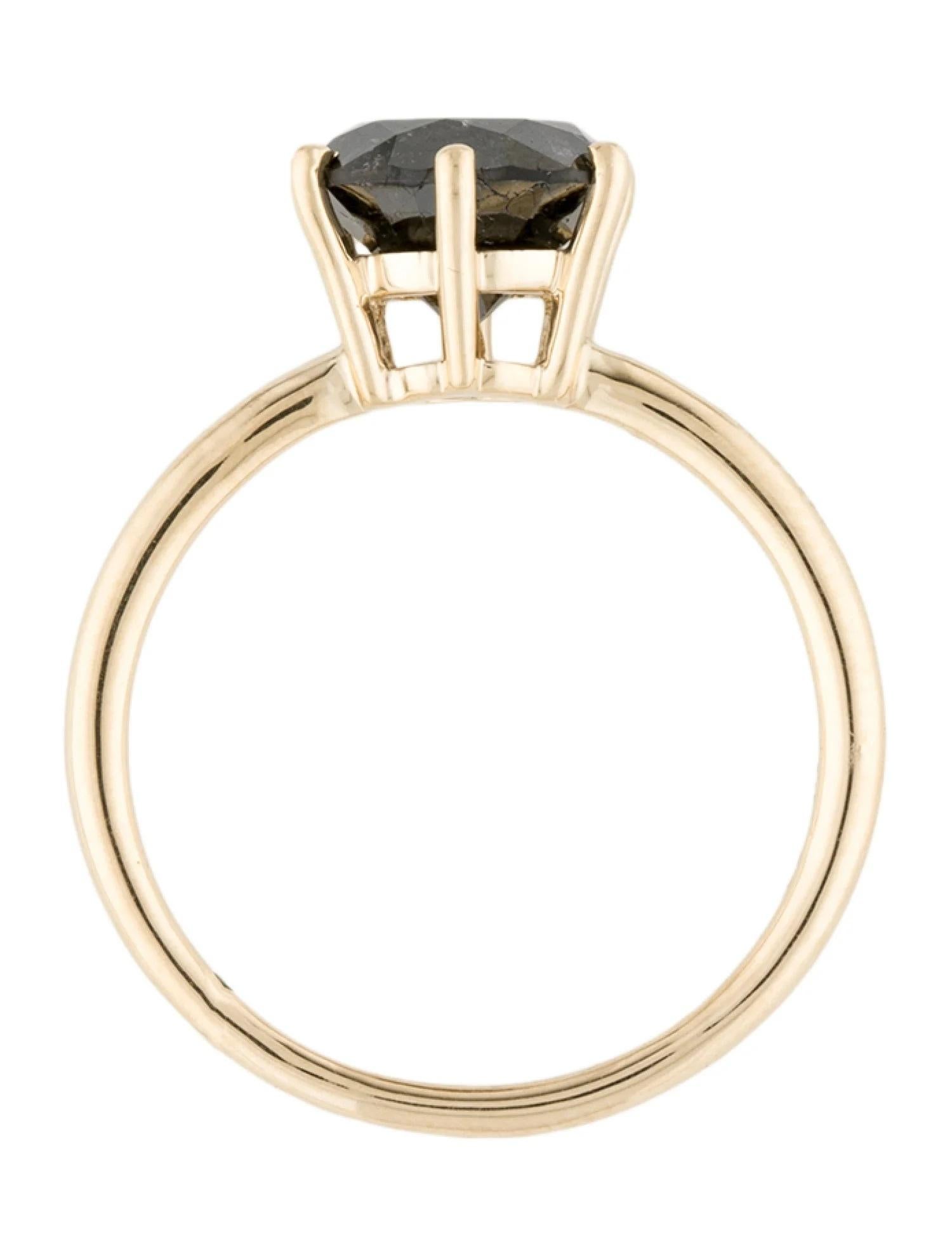 14K Yellow Gold 2.24ct Black Diamond Solitaire Cocktail Ring, Size 7 In New Condition For Sale In Holtsville, NY