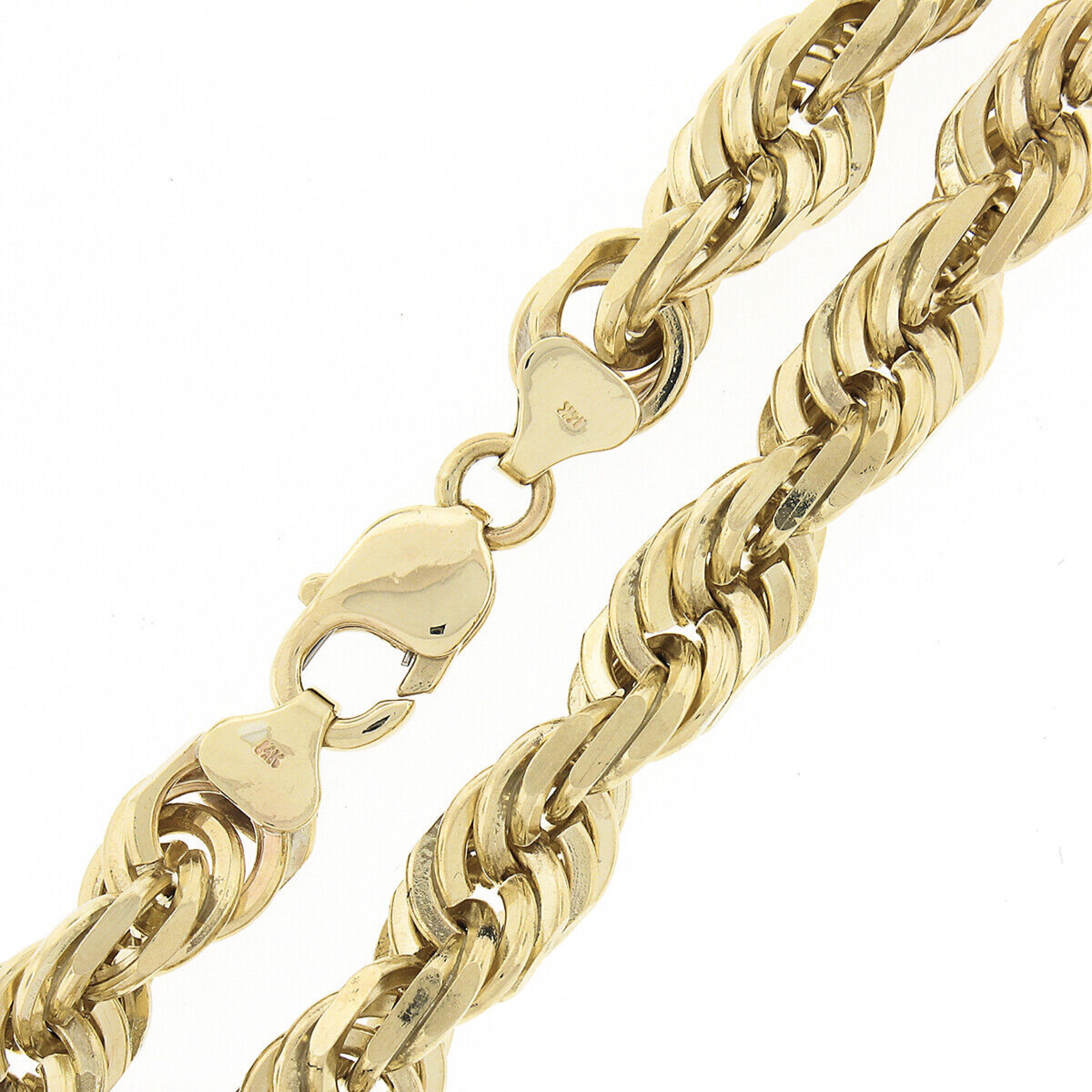 14k Yellow Gold Large Solid Rope Link Chain Necklace 198G 1