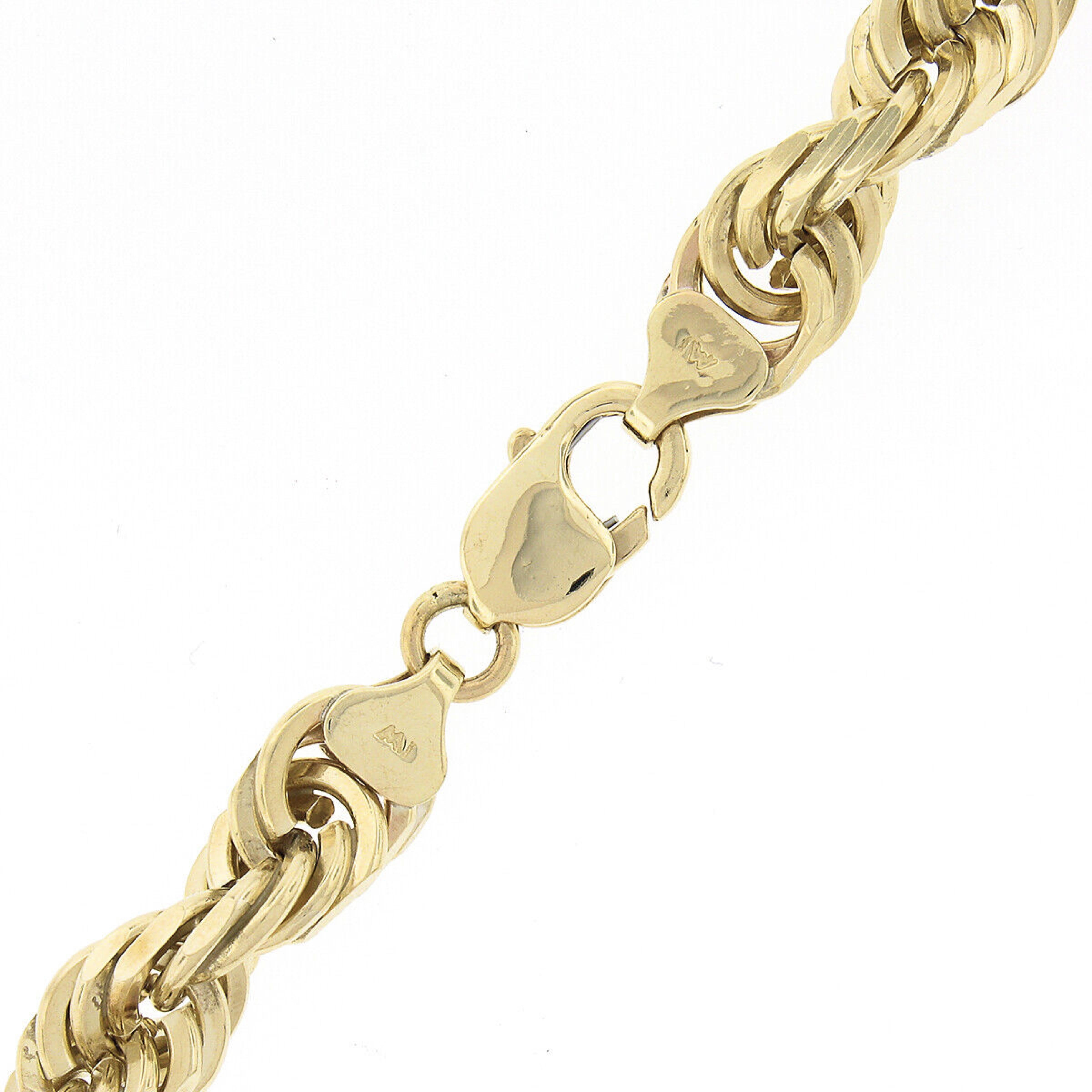 14k Yellow Gold Large Solid Rope Link Chain Necklace 198G 2