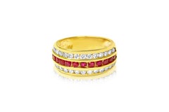 14k Yellow Gold, 2.25ct Diamond and Burma Ruby Ring