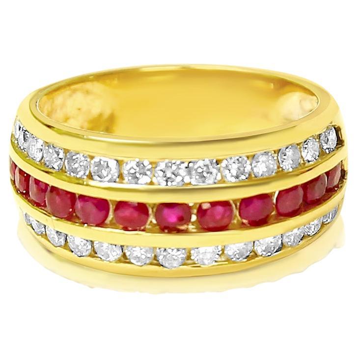Anillo de Oro Amarillo de 14k, Diamante de 2,25 ct y Rubí de Birmania en venta