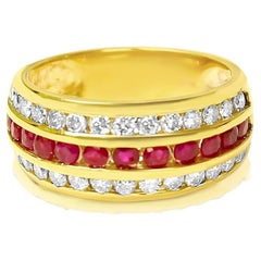 14k Yellow Gold, 2.25ct Diamond and Burma Ruby Ring