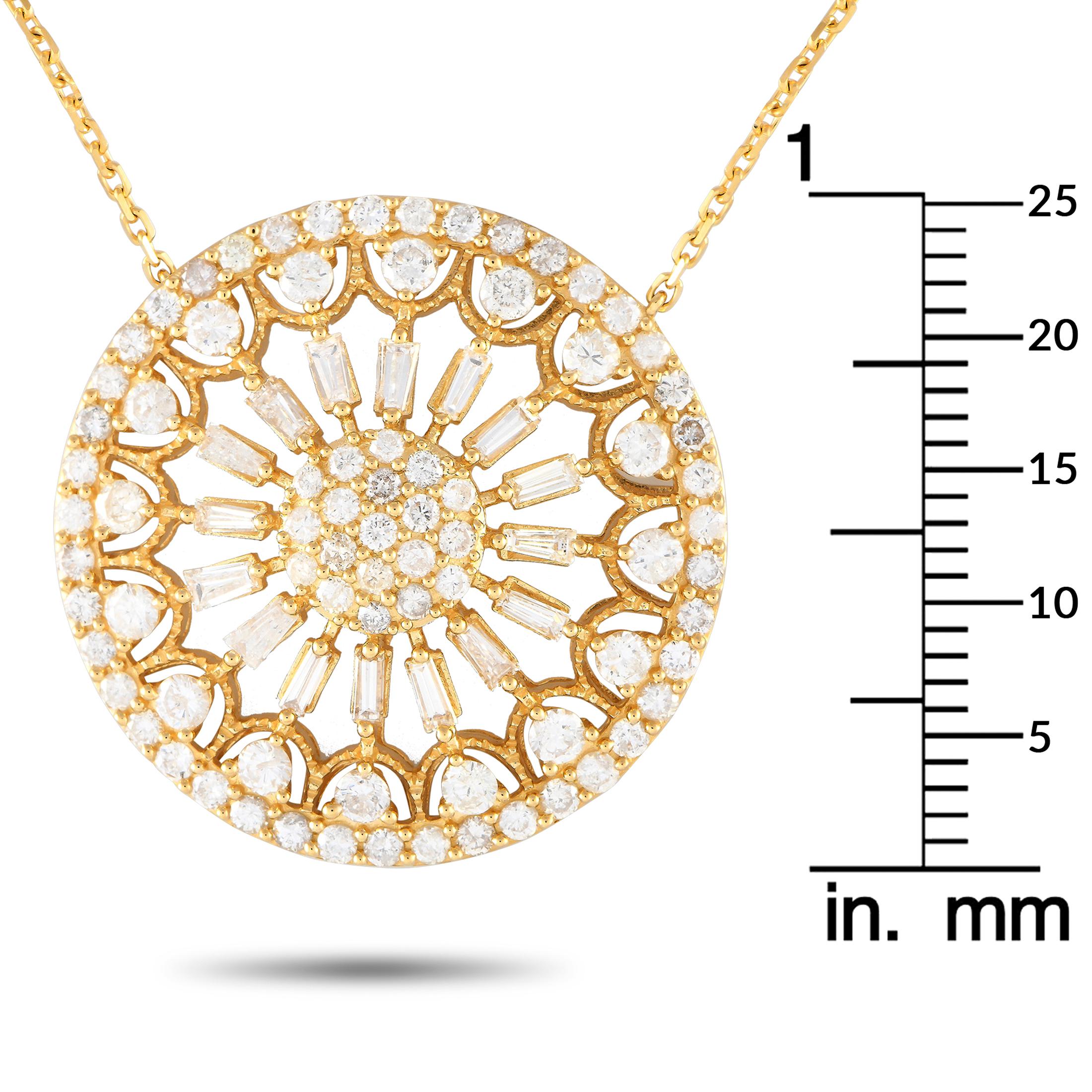 14K Yellow Gold 2.25ct Diamond Filigree Medallion Necklace PN15245-Y In New Condition For Sale In Southampton, PA