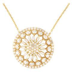 14K Yellow Gold 2.25ct Diamond Filigree Medallion Necklace PN15245-Y