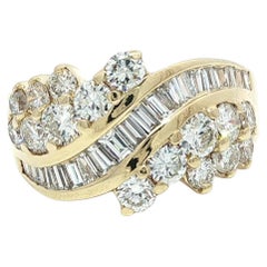 14k Yellow Gold 2.25ctw Fiery Brilliant Baguette & Round Diamond Wide Band Ring