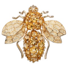 14k Yellow Gold 2.25tcw Yellow Sapphire Bumblebee Brooch Pendant
