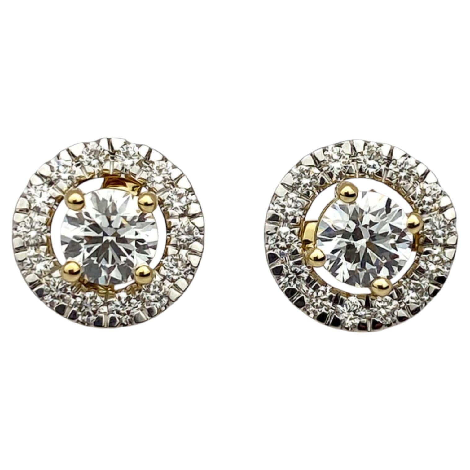 14K Yellow Gold 2.28 Cts Round Natural Diamond Detachable Halo Solitaire Earring