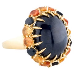 14K Yellow Gold 22.82ctw Sapphire Cocktail Ring, Size 7 Pear Modified Brillia 14K Yellow Gold 22.82ctw Sapphire Cocktail Ring, Size 7 Pear Modified Brillia