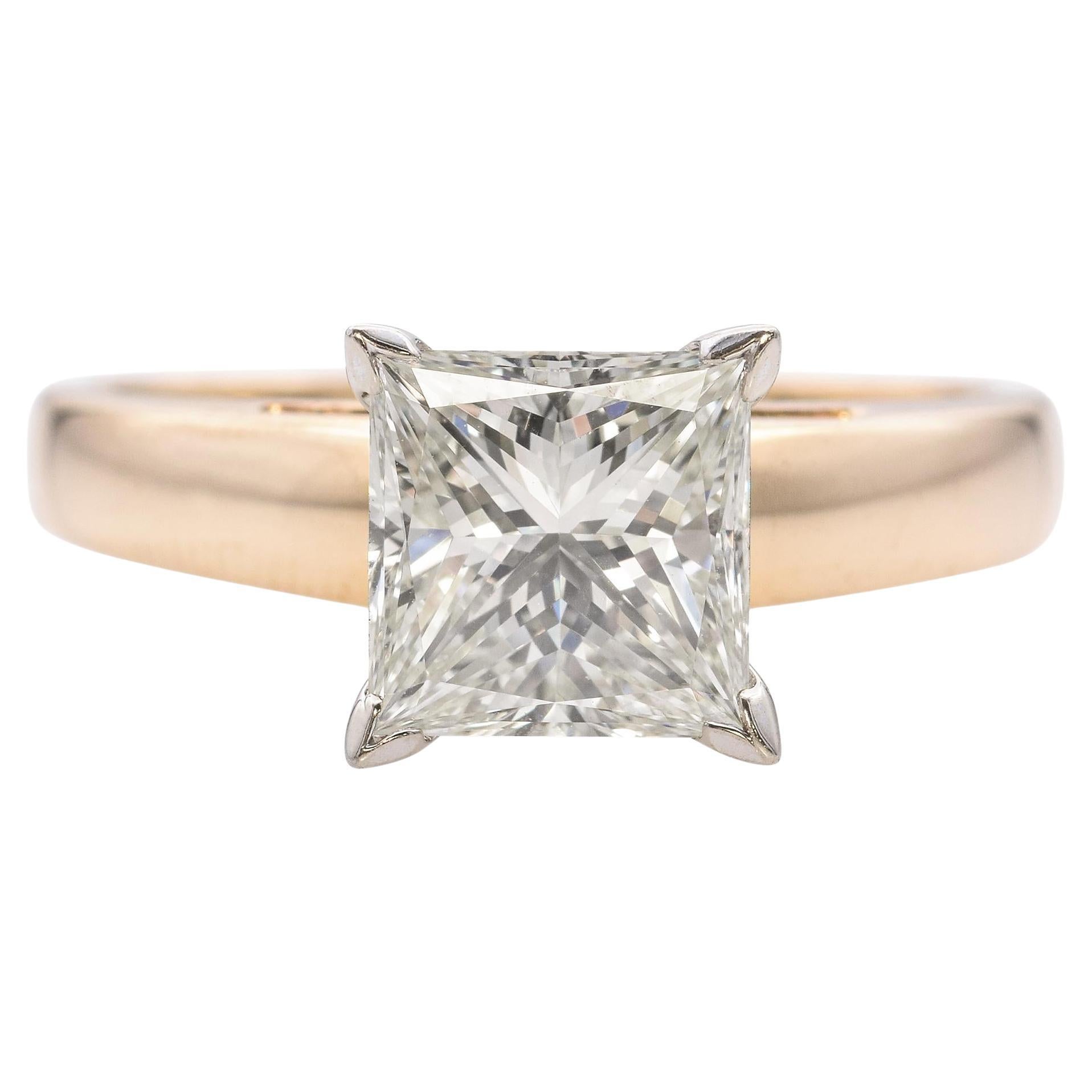 14k Yellow Gold 2.2ct K VVS2 Diamond Engagement Ring GIA en vente