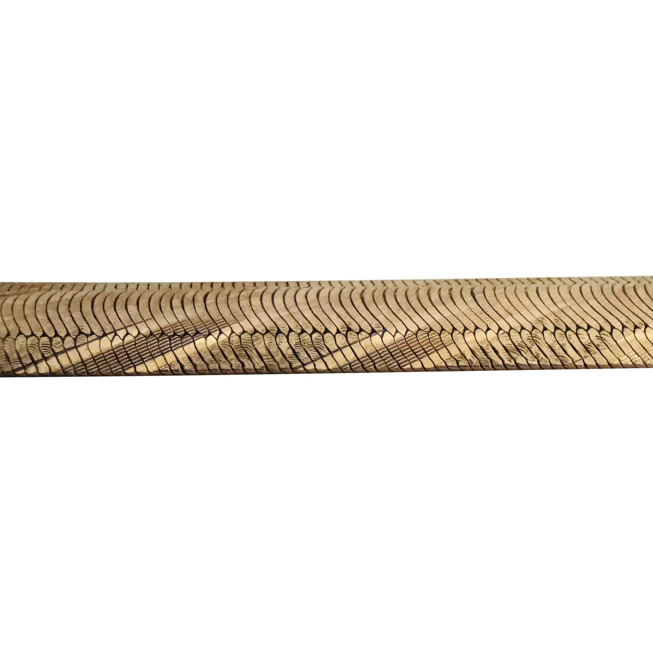 Bracciale in oro giallo 14k 22g solido vintage inciso a spina di pesce Italia 7,5 In condizioni buone a Guilford, CT