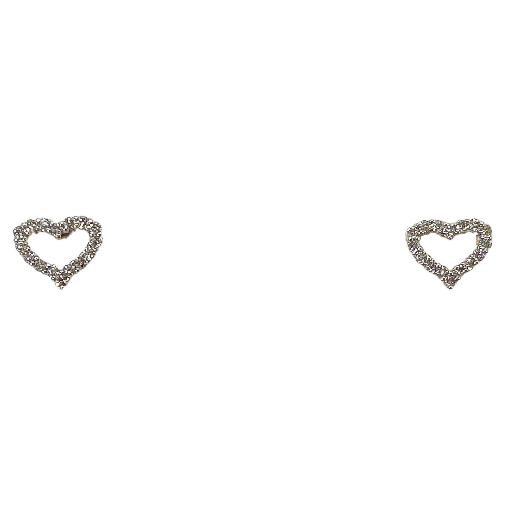 14K Yellow Gold .23 CTW Diamond Heart Studs  For Sale