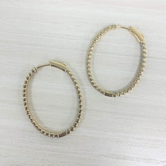 14K Yellow Gold 2.30ct Diamond Oval Hoop Earrings for Her