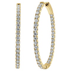 14K Yellow Gold 2.30ct Diamond Oval Hoop Earrings for Her