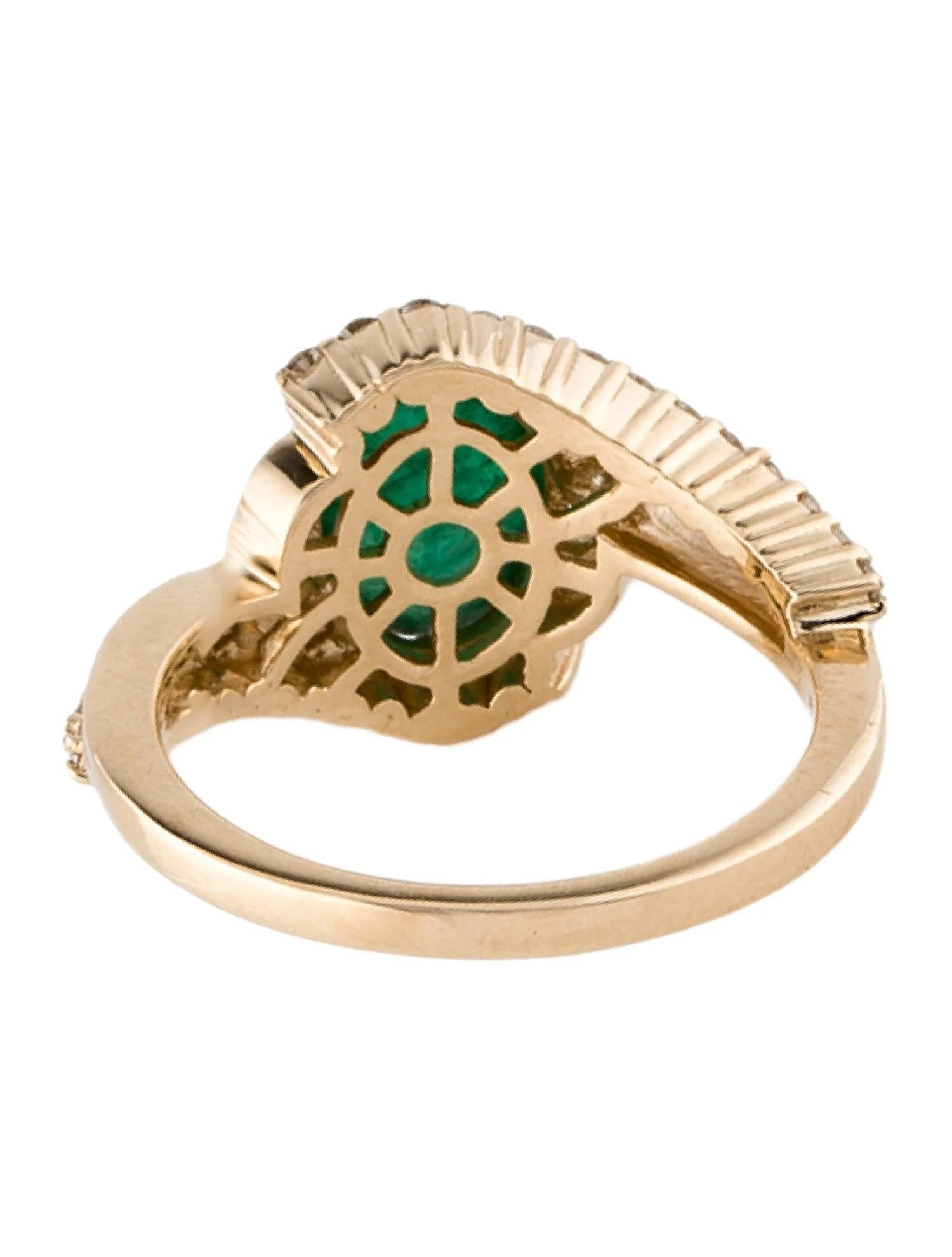 Emerald Cut 14K Yellow Gold 2.31ct Emerald & Diamond Cocktail Ring, Size 7 For Sale