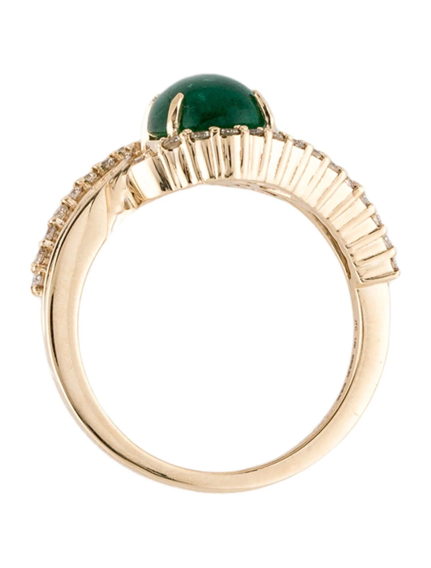 14K Yellow Gold 2.31ct Emerald & Diamond Cocktail Ring, Size 7 In New Condition For Sale In Holtsville, NY