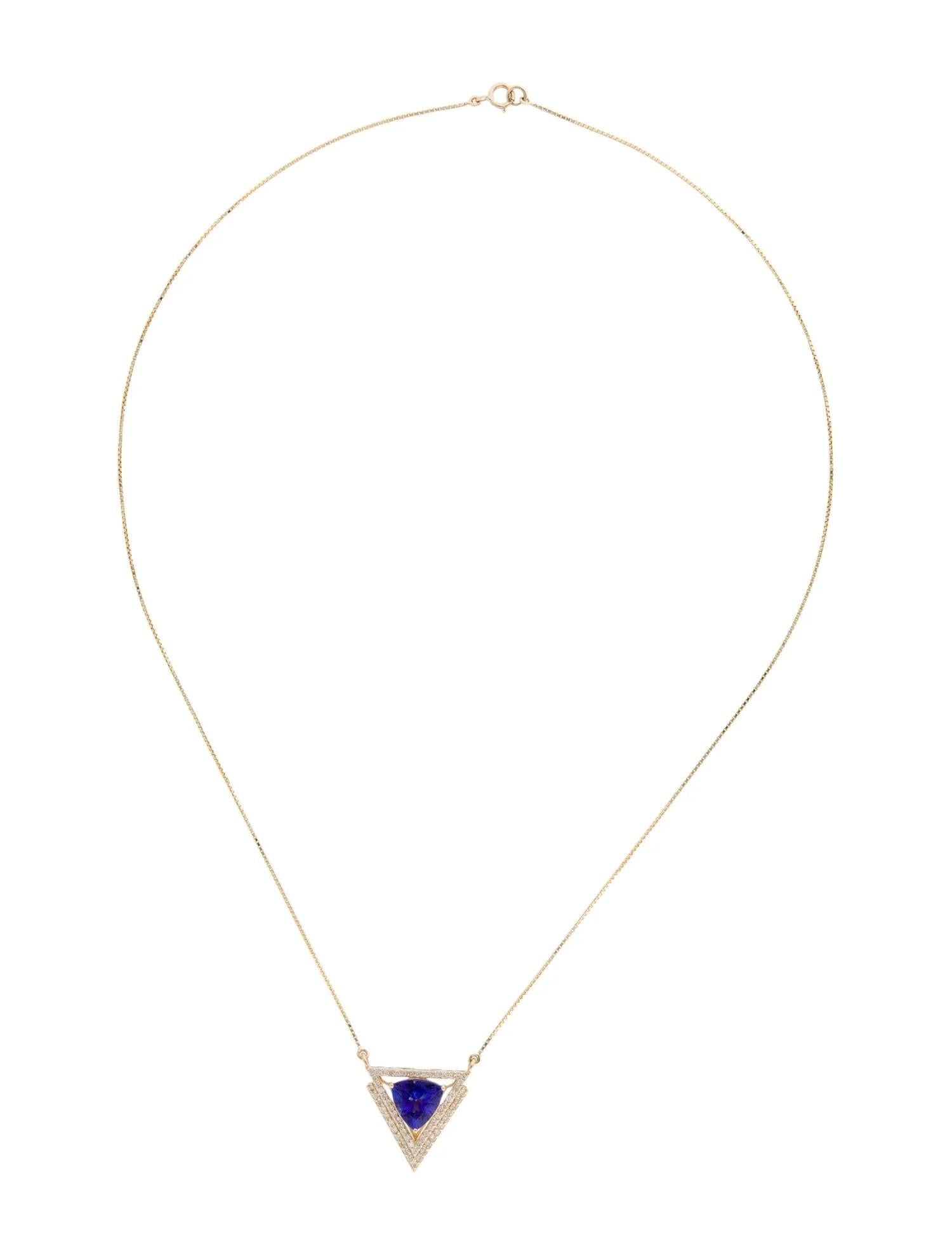 Artista Collana con ciondolo a triangolo in oro giallo 14K con tanzanite e diamanti da 2,32 carati in vendita
