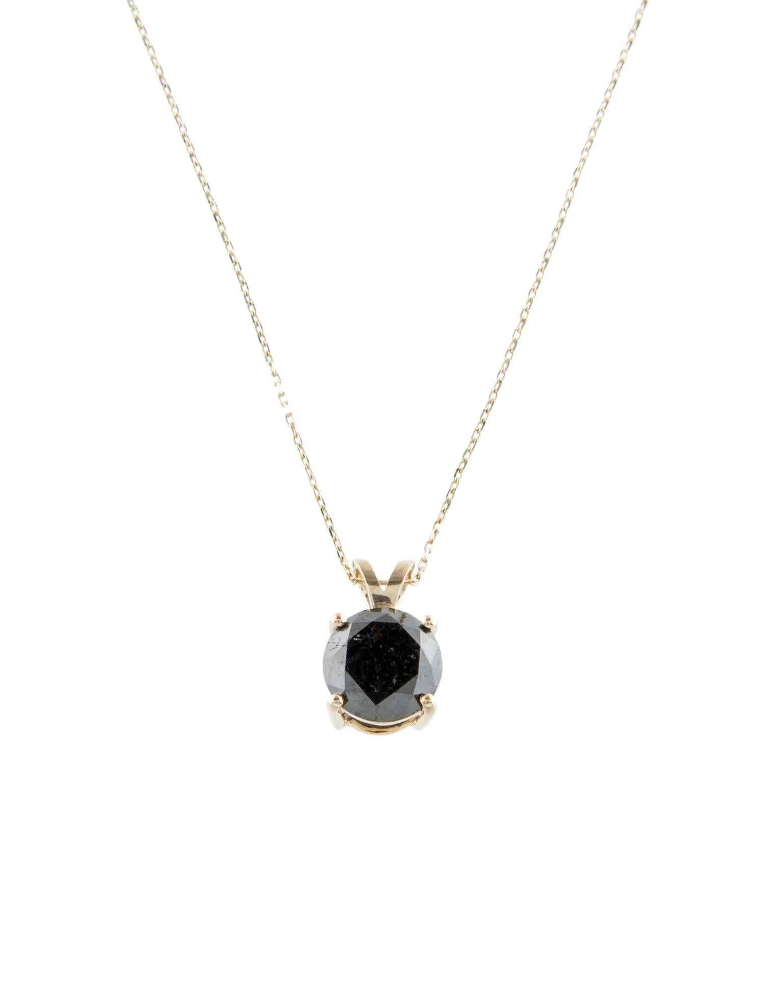 Round Cut 14K Yellow Gold 2.33ct Diamond Solitaire Pendant Necklace For Sale