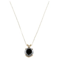 Collana con ciondolo solitario in oro giallo 14K con diamante da 2,33 carati