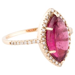 14K Yellow Gold 2.34ct Marquise Tourmaline & Diamond Cocktail Ring Size 6.75