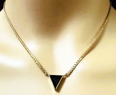 14k Yellow Gold 2.35 Carat Trillion Cut Sapphire Chocker Necklace