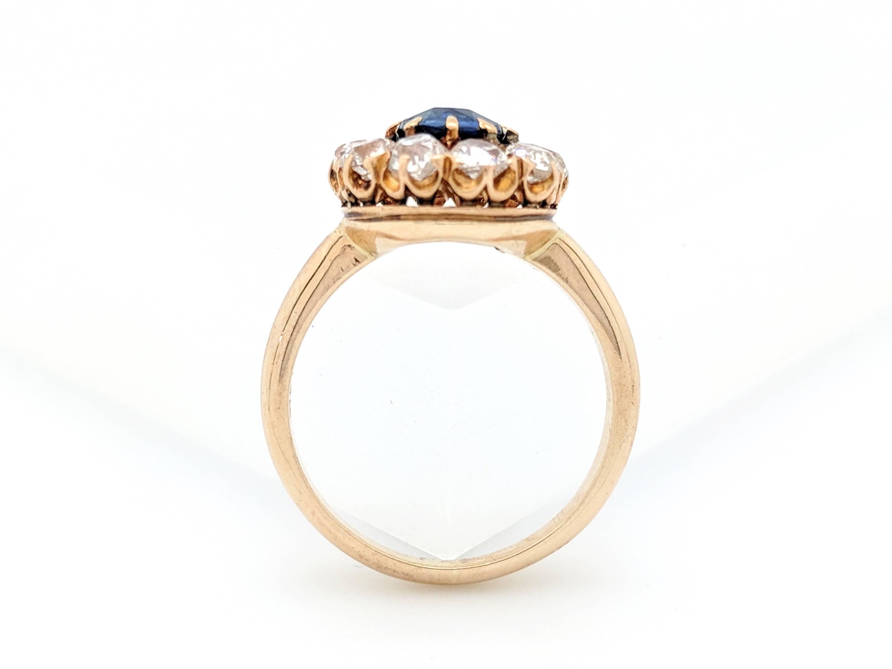 14 Karat Yellow Gold 2.35 Carat Sapphire and Diamond Estate Ring For Sale 1