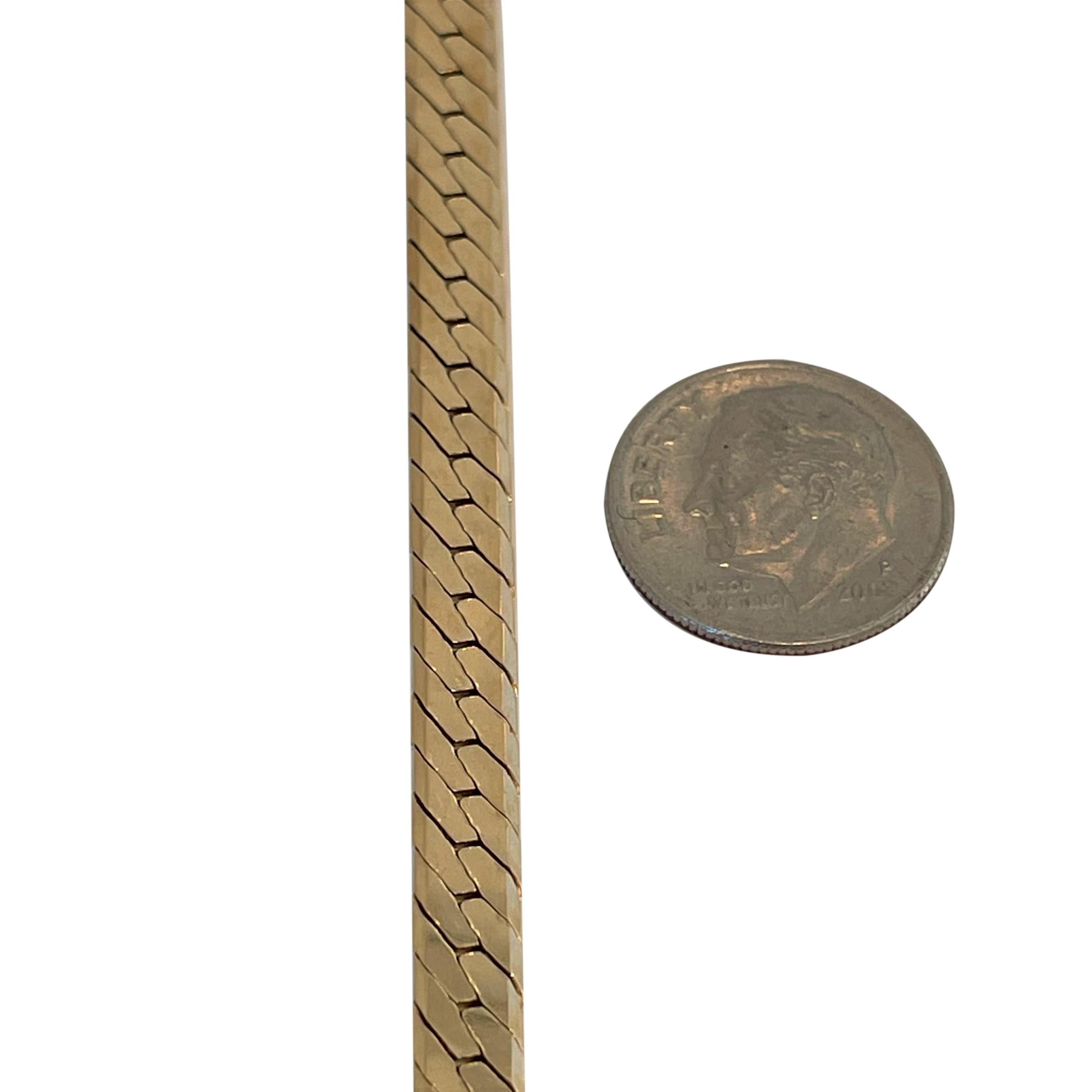 Women's 14 Karat Yellow Gold 23.5g Solid Herringbone Link Chain Necklace, Italy