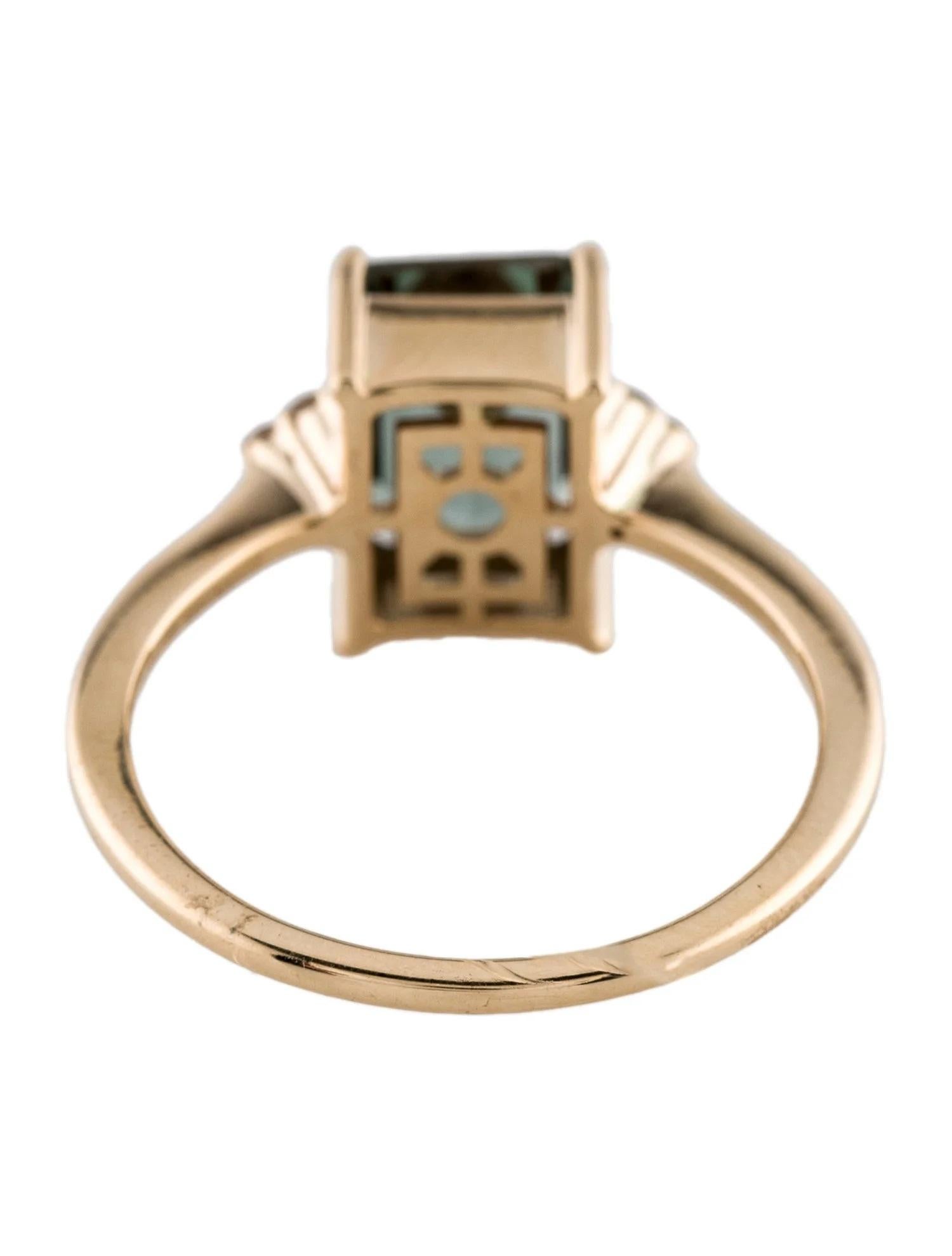 14K Yellow Gold 2.36ct Emerald Cut Tourmaline & Diamond Cocktail Ring, Size 6.5 In New Condition For Sale In Holtsville, NY