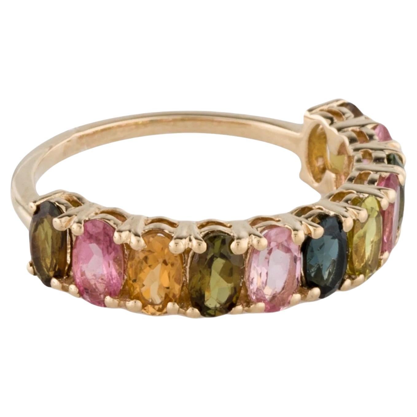 14K Gelbgold 2,37ctw Mehrfarbiger Turmalin Halb-Eternity-Ring, Größe 6,5