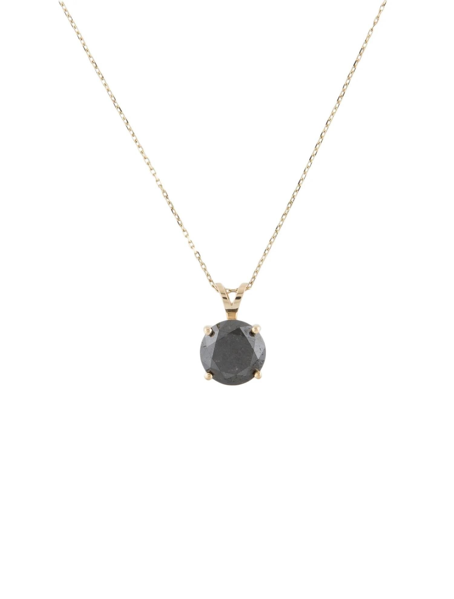Round Cut 14K Yellow Gold 2.39ct Diamond Solitaire Pendant Necklace For Sale