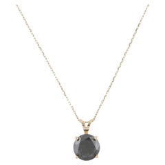 Collana con ciondolo solitario in oro giallo 14K con diamante da 2,39 carati