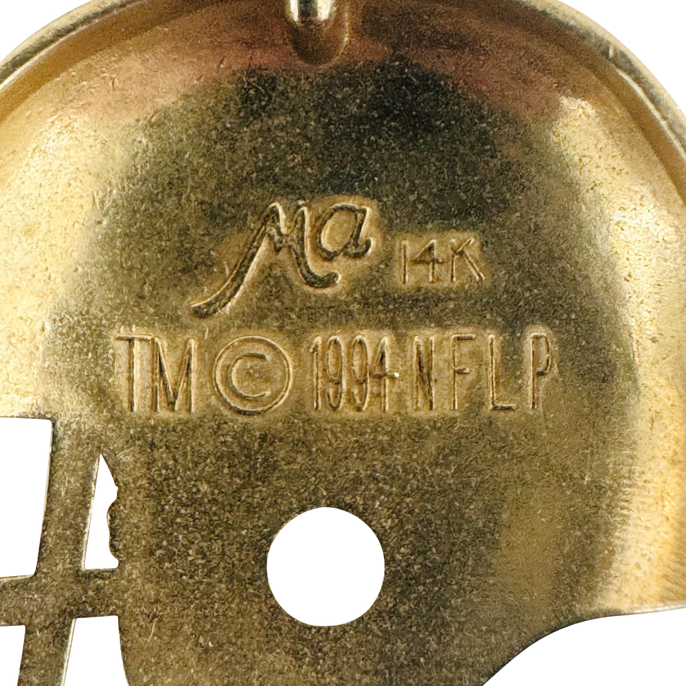 14k Gelbgold 2,3g Matte Finish Grüner Bay Packers Helm-Anhänger 1