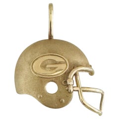 14k Gelbgold 2,3g Matte Finish Grüner Bay Packers Helm-Anhänger