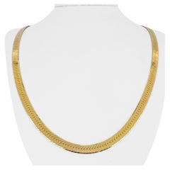 14k Yellow Gold 23g Solid 5.5mm Herringbone Link Chain Necklace Italy 24"