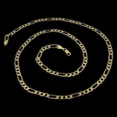 14k Yellow Gold 24" Classic Figaro Link Chain Necklace w/ Lobster Claw Clasp