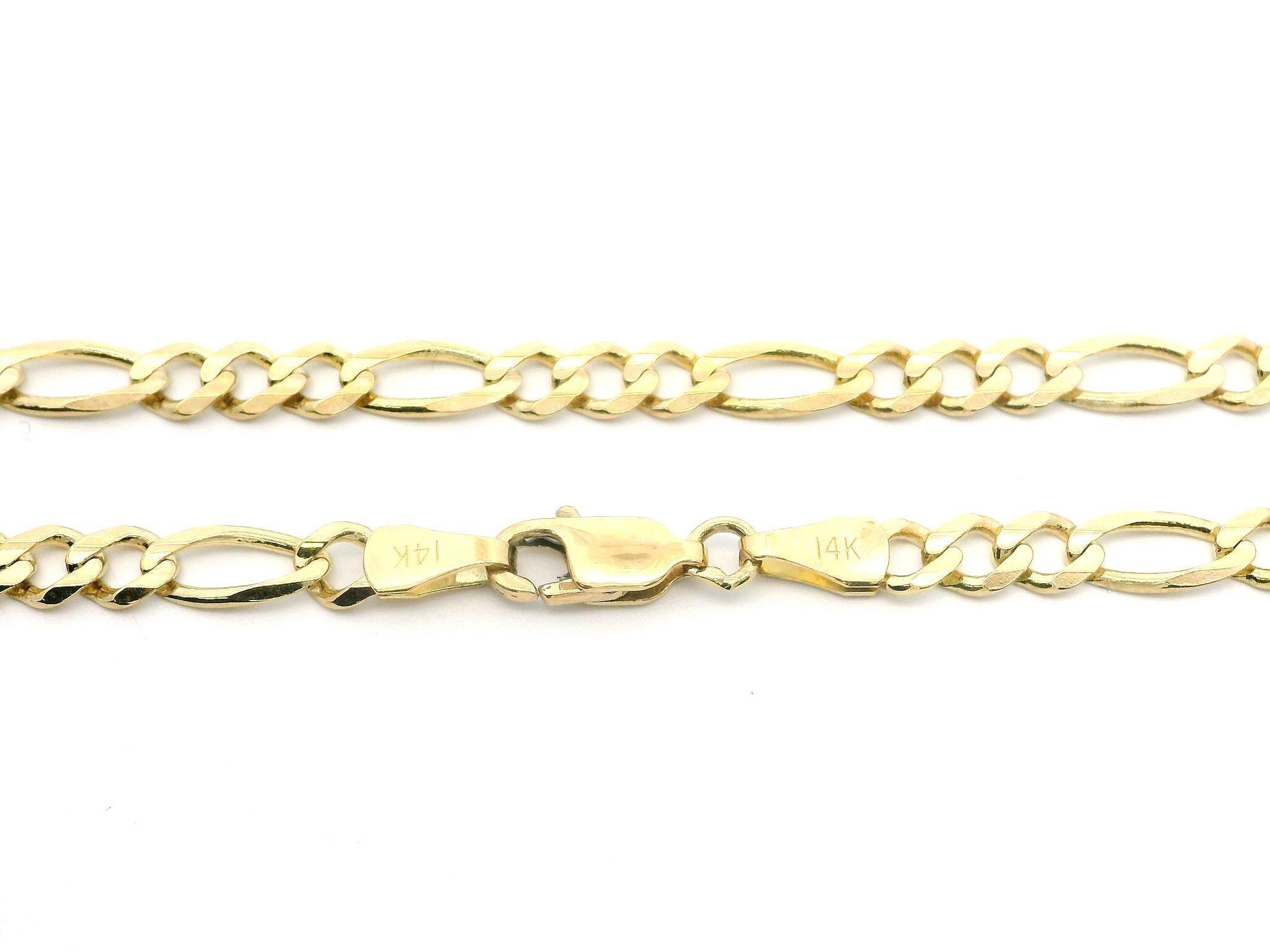 Collier en or jaune 14k avec chaîne classique à maillons de Figaro de 24