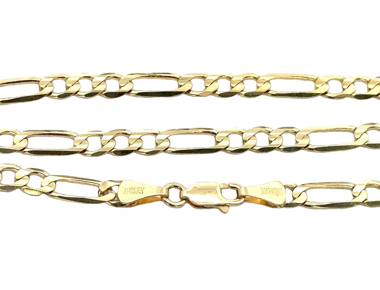 Collier en or jaune 14k avec chaîne classique à maillons de Figaro de 24