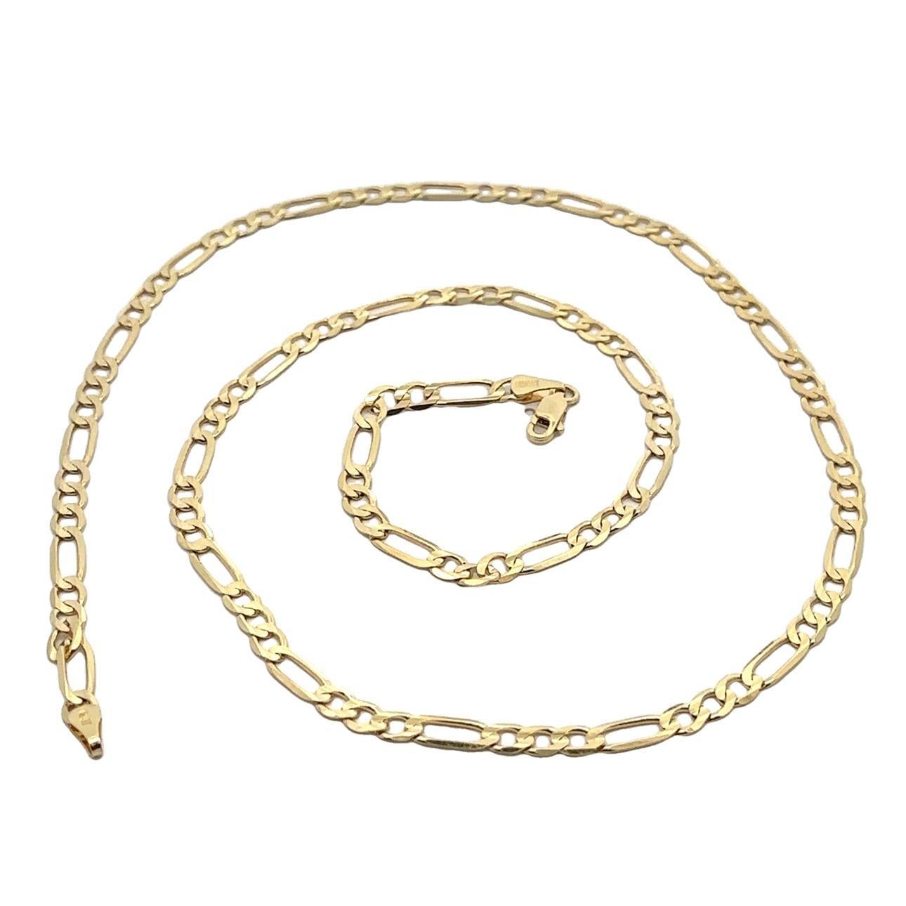 Collier en or jaune 14k avec chaîne classique à maillons de Figaro de 24