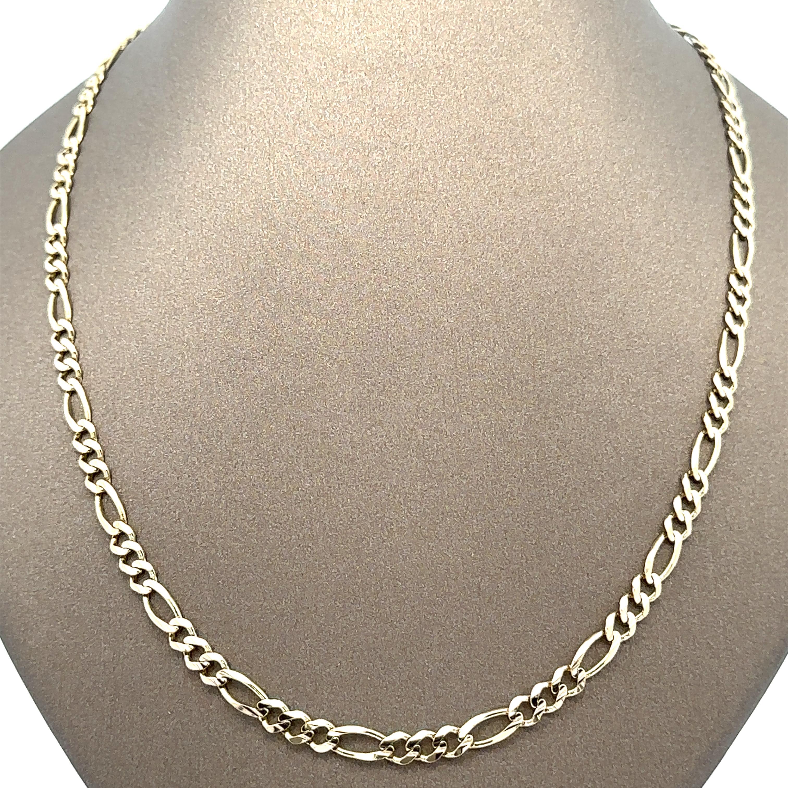 Collier en or jaune 14k avec chaîne classique à maillons de Figaro de 24