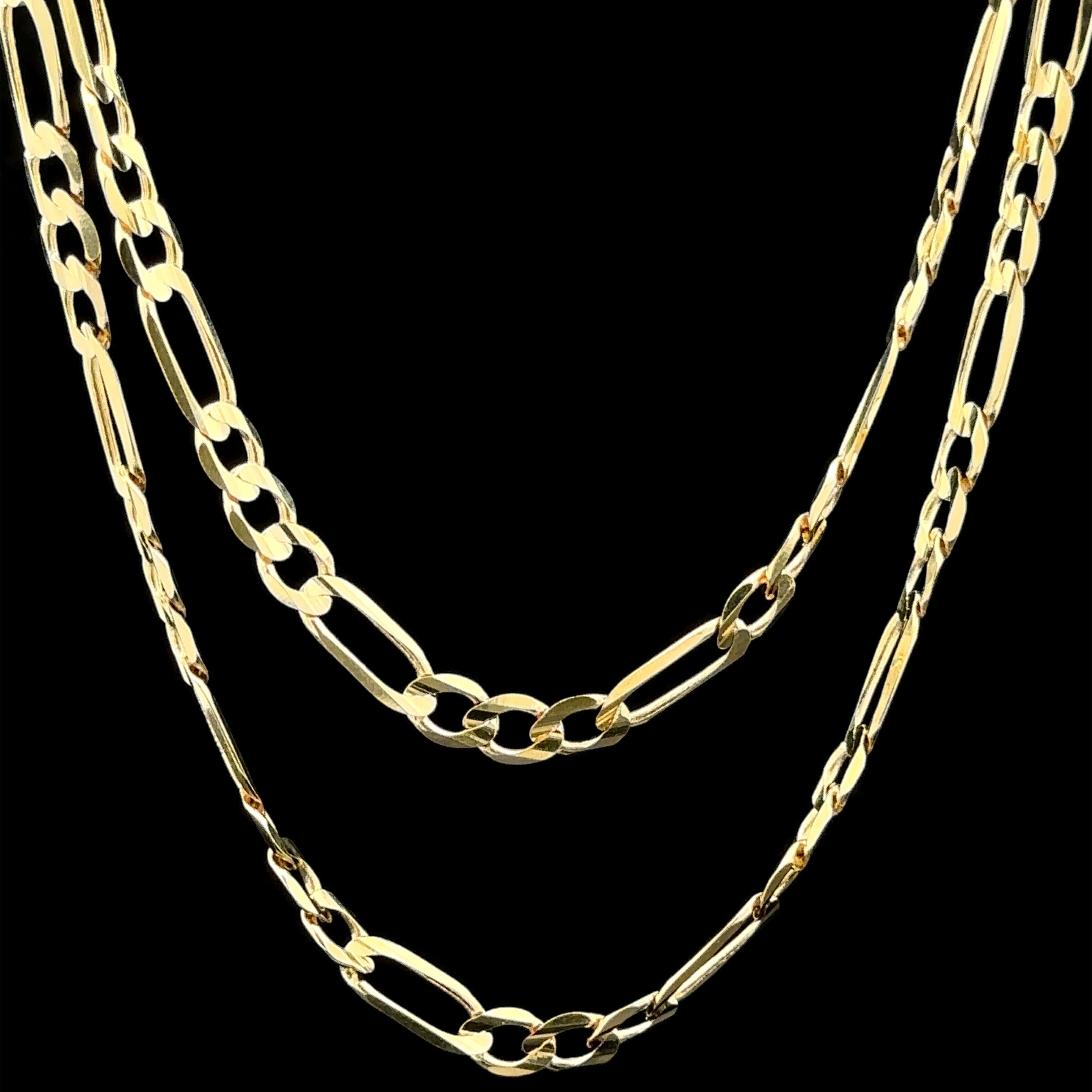 Collier en or jaune 14k avec chaîne classique à maillons de Figaro de 24