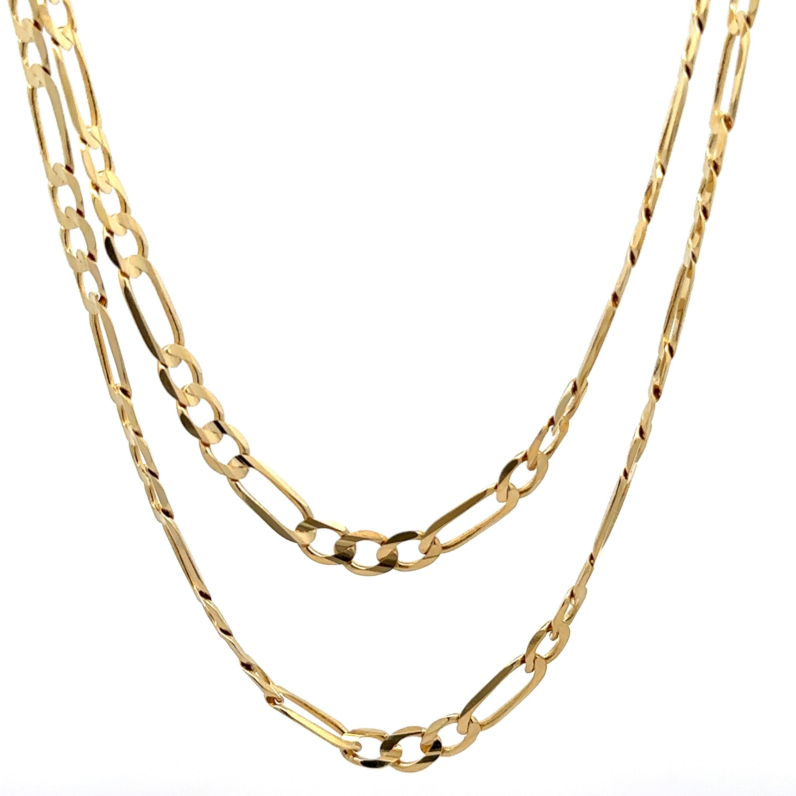 Collier en or jaune 14k avec chaîne classique à maillons de Figaro de 24