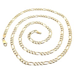 14k Yellow Gold 24" Classic Figaro Link Chain Necklace w/ Lobster Claw Clasp