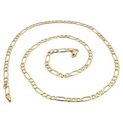 14k Gelbgold 24" Classic Figaro Link Kette Halskette w / Lobster Claw Clasp
