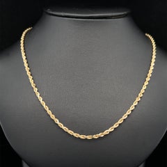 14k Yellow Gold 24" Classic Rope Link Chain Necklace Barrel Push Clasp