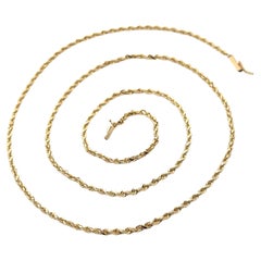 14k Yellow Gold 24" Classic Rope Link Chain Necklace Barrel Push Clasp