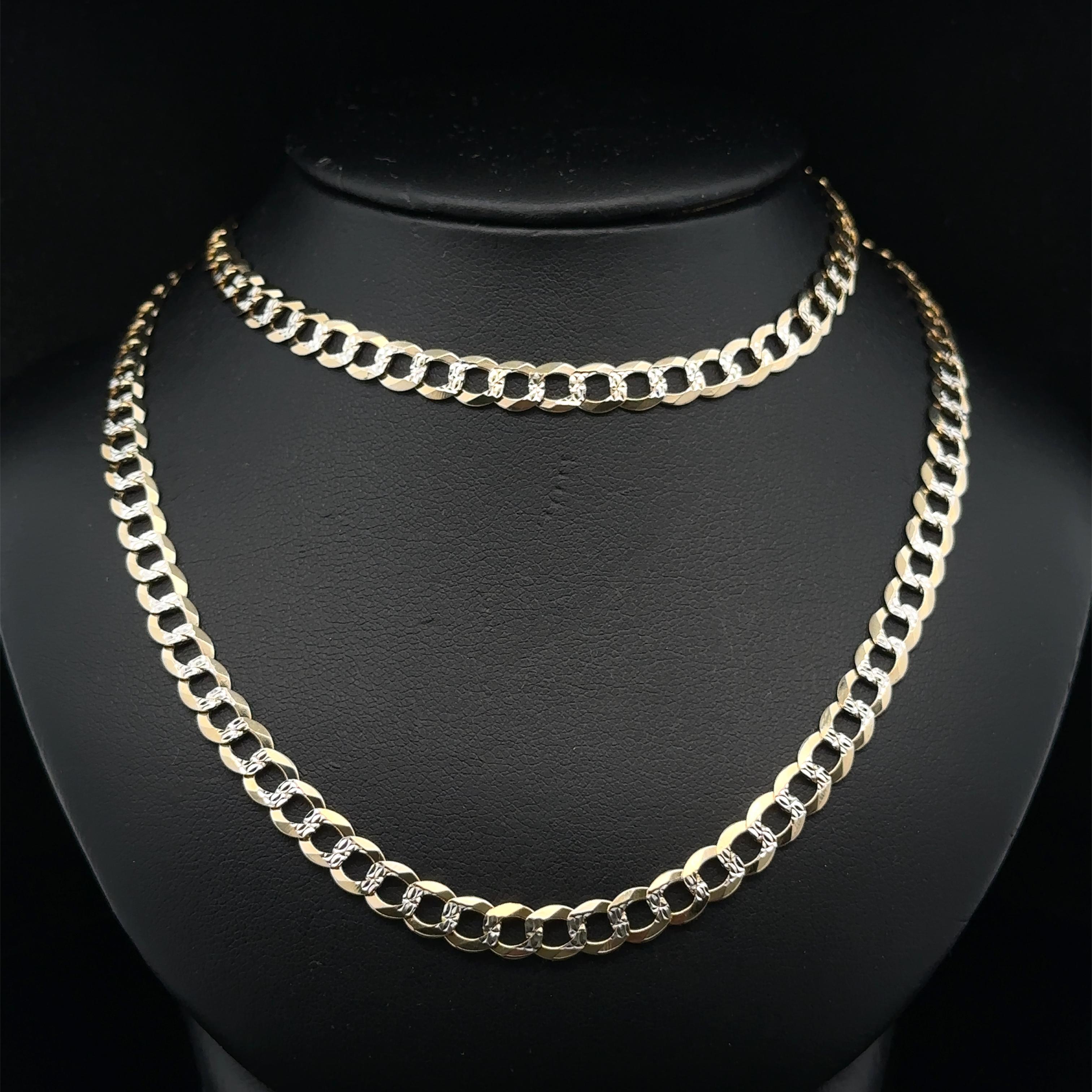 Giallo 14k  Collana d'oro a catena cubana da 24
